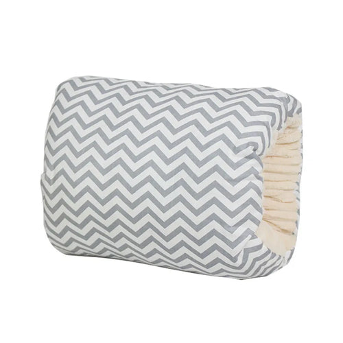 Nursing arm pillow, grey chevron, on a white background
