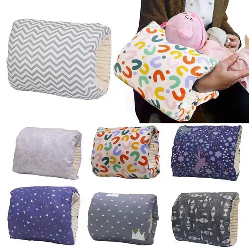 Nursing arm pillow held under a baby during a feed